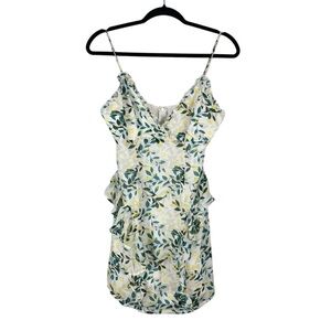 Here Comes the Sun Yellow Floral Print Ruffle Mini Dress size Medium